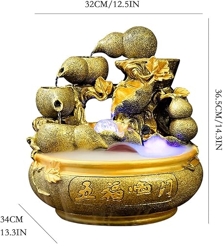 Miniatura 2 de Fuente de mesa de resina, fuente de mesa para interiores, cascada, hogar, oficina, Feng Shui, riqueza, decoración de la suerte, apertura de casa,