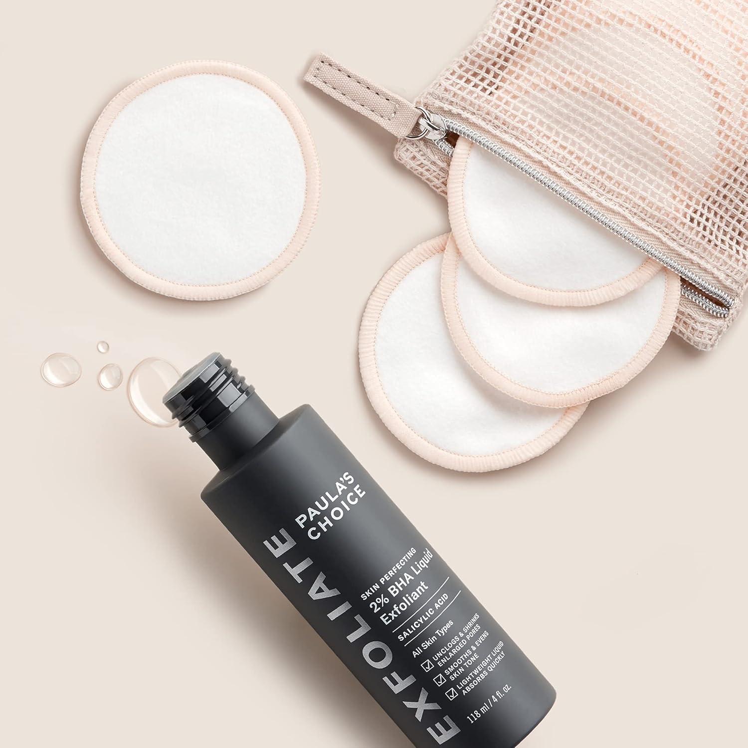 Paula’s Choice SKIN PERFECTING 2% BHA Salicylic Acid Liquid Exfoliant & Reusable Cotton/Bamboo Pads Duo, for Toner, Exfoliants & Makeup Remover, Eco-Friendly, Fragrance-Free, Set of 2 - Image 2