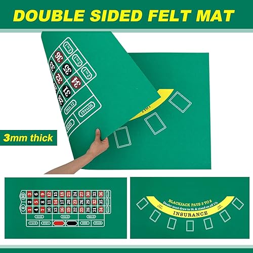 Miniatura 3 de El juego de ruedas de ruleta incluye rueda de ruleta de 10 pulgadas, fieltro de doble cara, 200 fichas, rastrillo de chips, marcador acrílico, botón