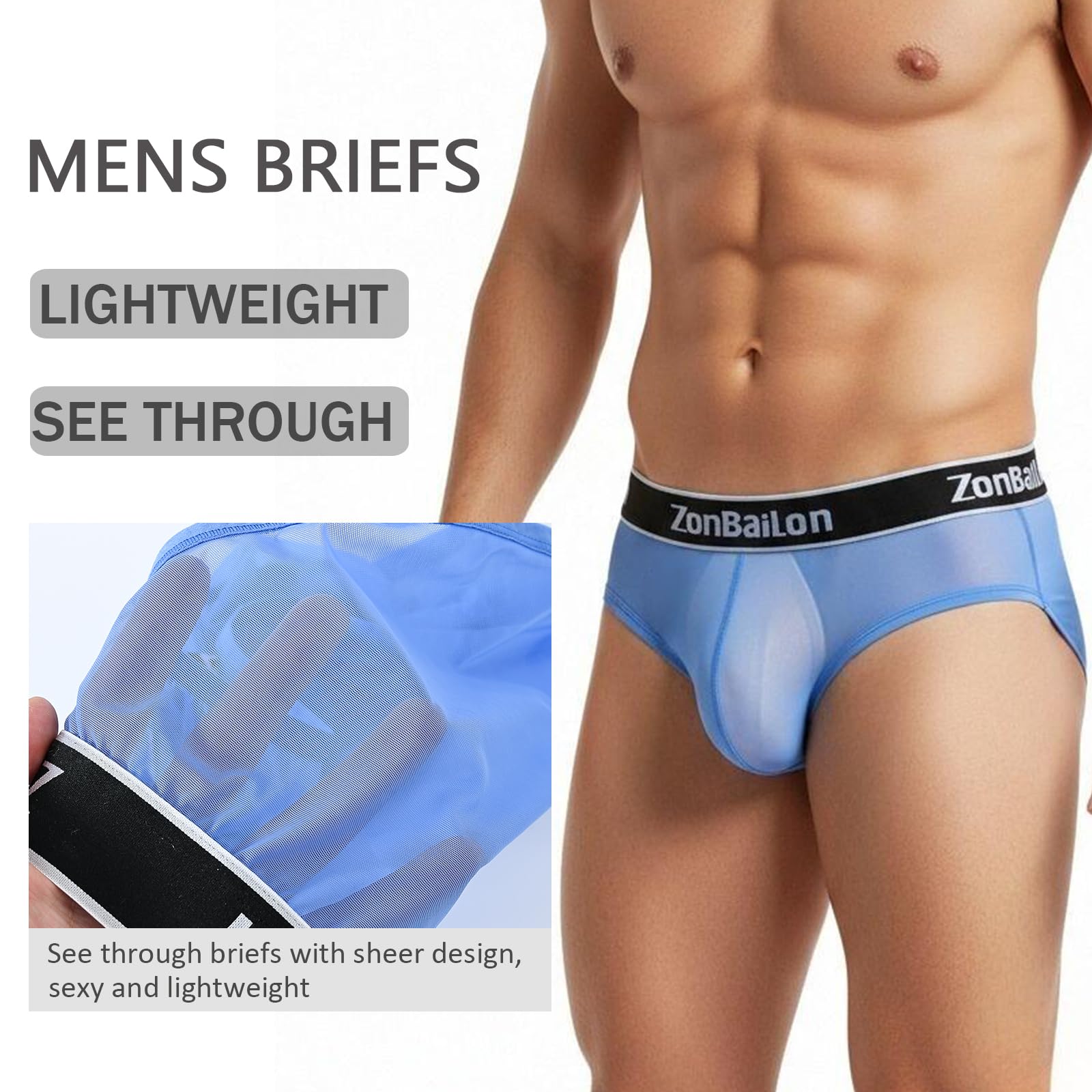ZONBAILON Men's See Through Boxer Briefs Breathable Sexy Mesh Sheer Low Rise Trunks