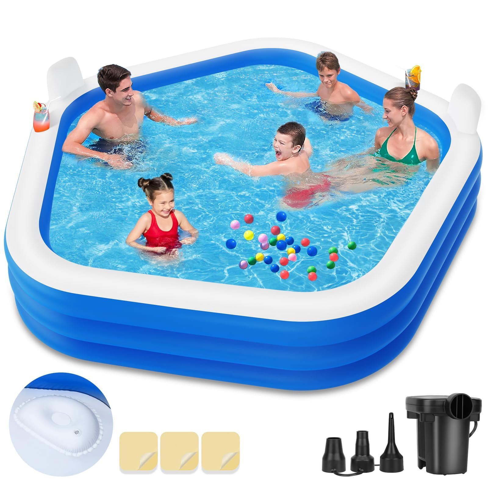 ZEUSFIRE Inflatable Swimming Pool with Pump