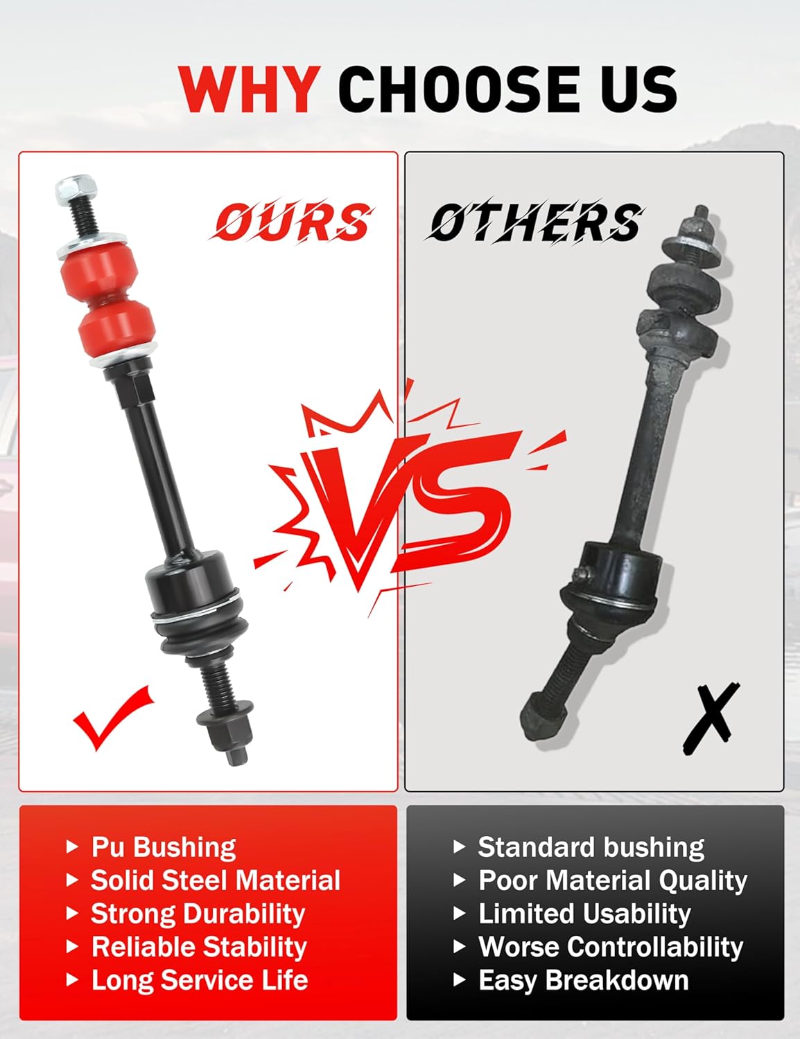 Front Sway Bar for 2005-2008 Ford F150 4WD, 2006-2008 Lincoln Mark LT, Stabilizer Sway Bar End Links Replacement-K80338, 2PC