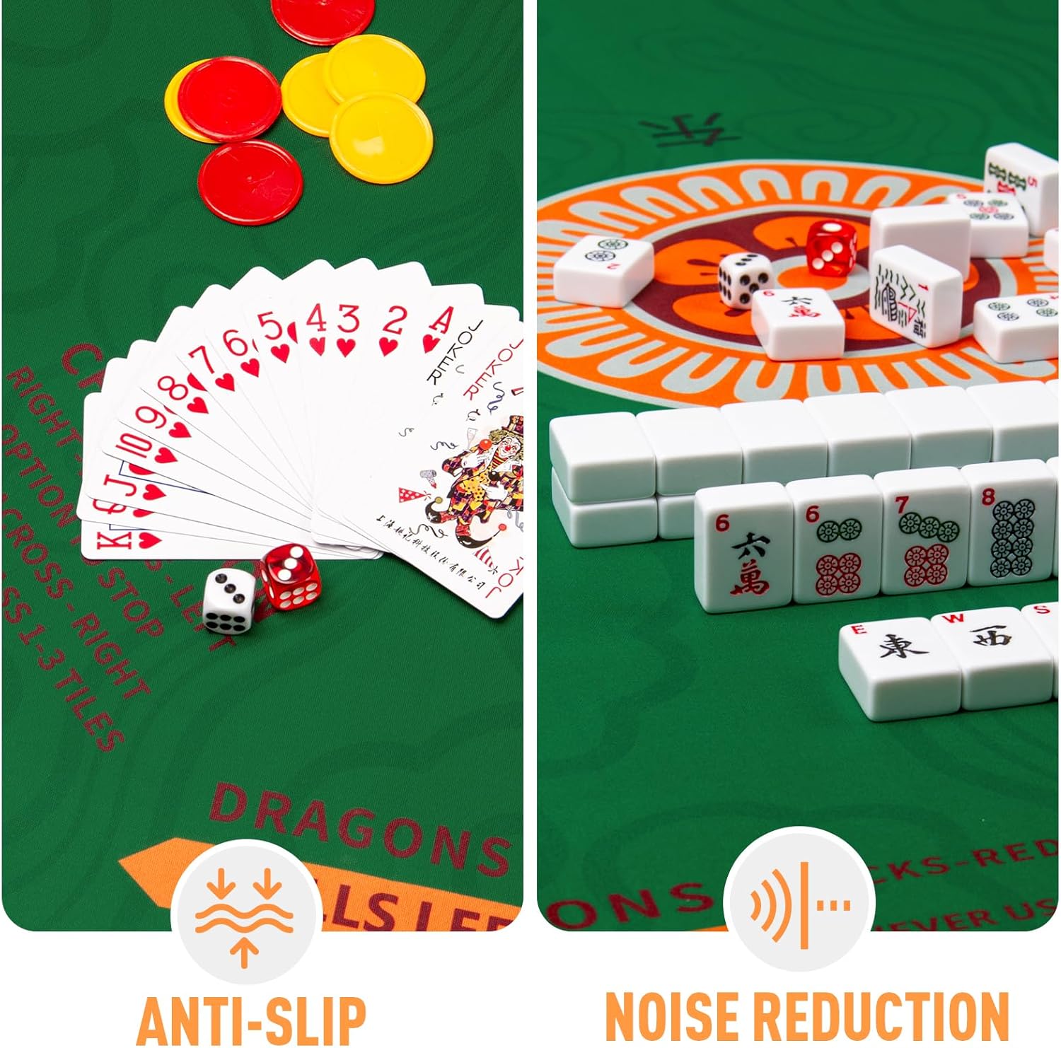 Mahjong Mat, 32.4×32.4 Inch Noise Reduction Anti-Slip Mahjong Mat for Table, Mahjong Table Mat for Poker, Card, Board Games Table Mat, Tile Games, Dominoes