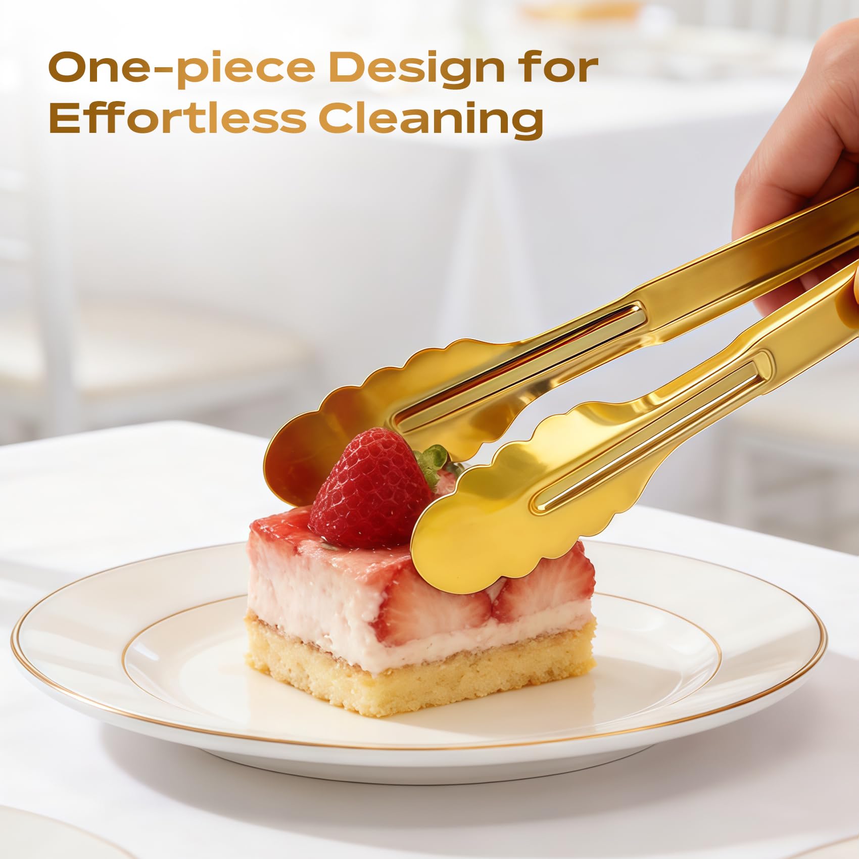 Gold Serving Tongs - 6 Pack Stainless Steel -5