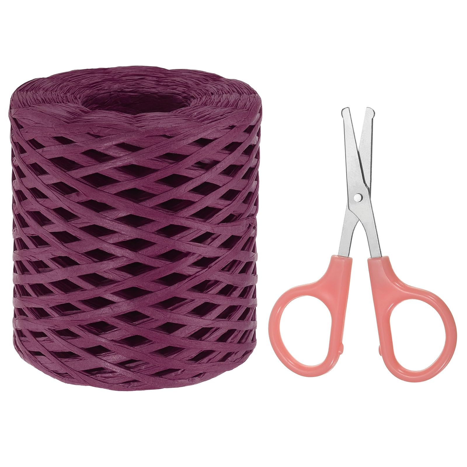 PATIKIL Raffia Paper Craft Ribbon Assortment Kit, Natural Raffia String with Scissor for Gifts Flower Bouquets, Decoration