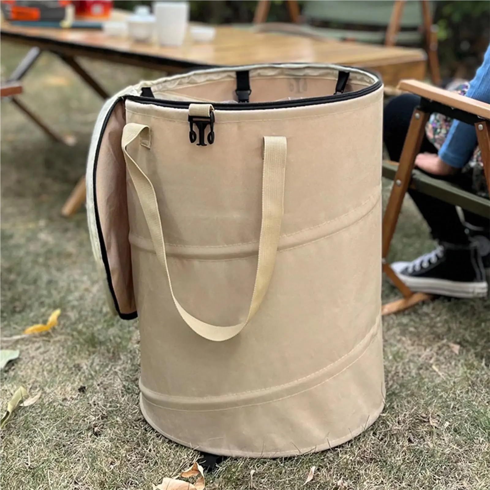 Sacchi Da Giardinaggio Pop Up Bidone della spazzatura da campeggio 37 litri, pattumiera esterno pop-up, secchio di stoccaggio portatile, borsa giardino pieghevole, cestino for vestiti sporchi(Black)