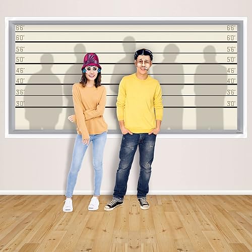 Miniatura 2 de Beistle Taza criminal de plástico impresa, línea de tiro para pared, cabina de fotos, telón de fondo, escena de investigación, decoraciones para