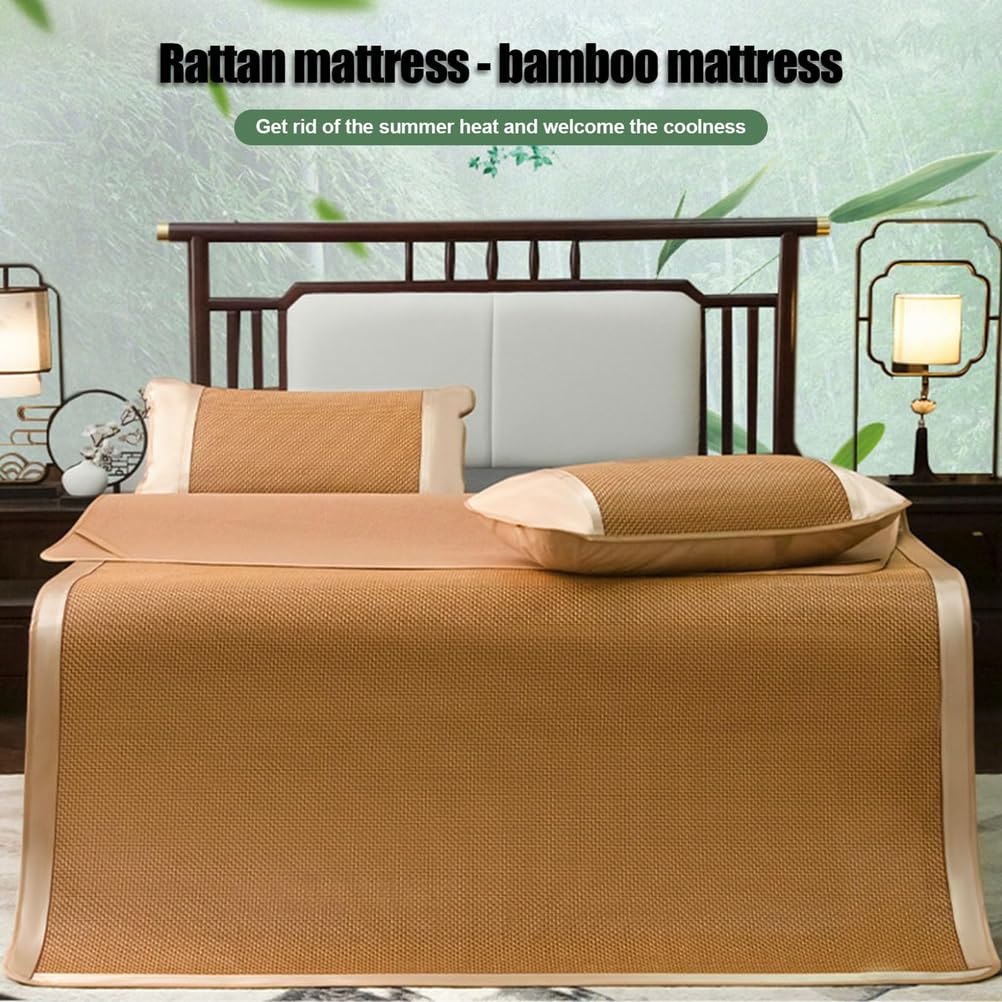 AVSMGP Stuoia Estivo in Rattan Ghiacciato, Materasso Rinfrescante per Letto - Proteggi-Materasso Pieghevole E Traspirante - per Letto Singolo, Matrimoniale, Queen-Size,C,180cmx200cm