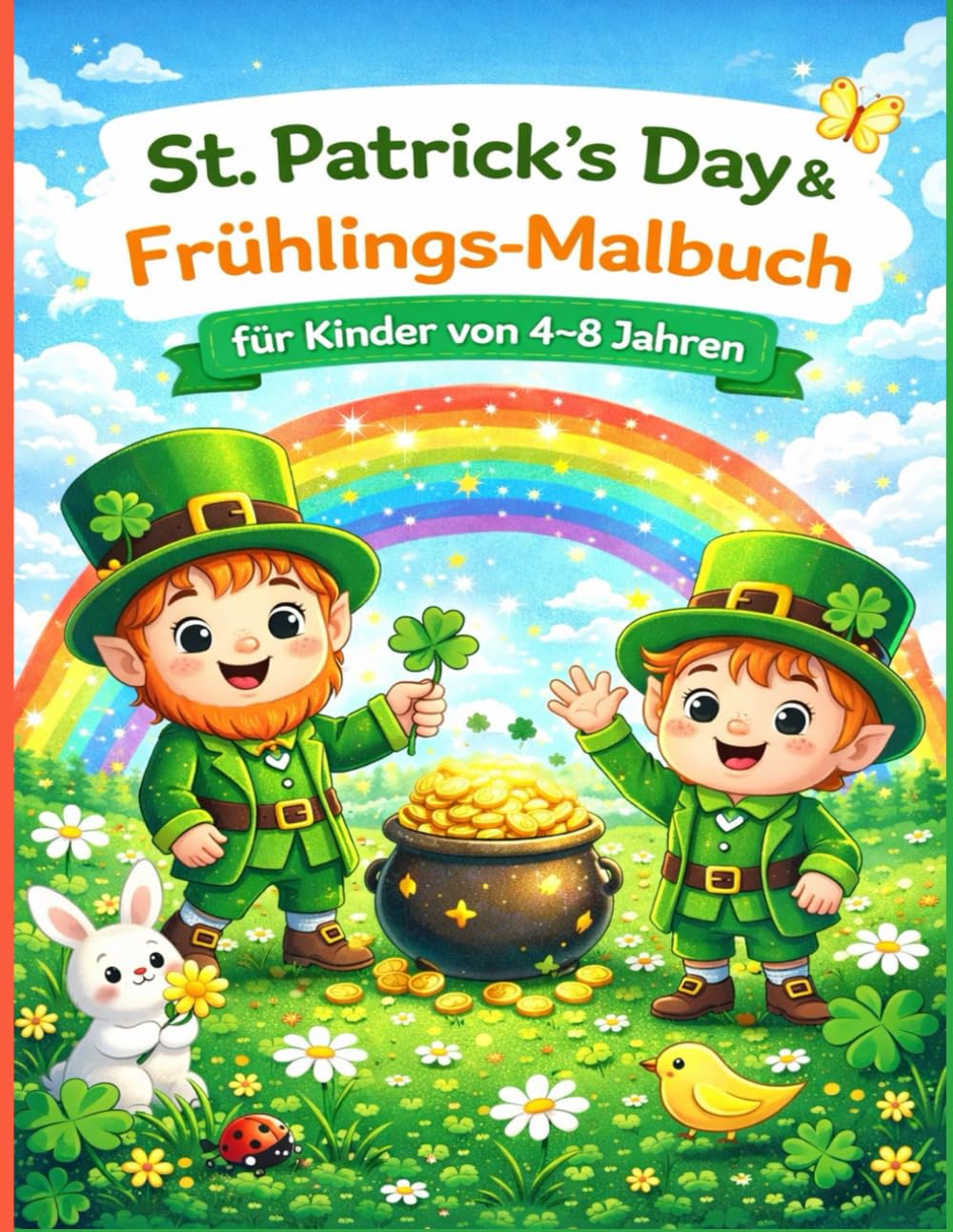 St. Patrick’s Day & Frühlings-Malbuch für Kinder von 4–8 Jahren: Niedliche Kobolde, Regenbögen, Kleeblätter & fröhliche Frühlingsabenteuer für Jungen und Mädchen