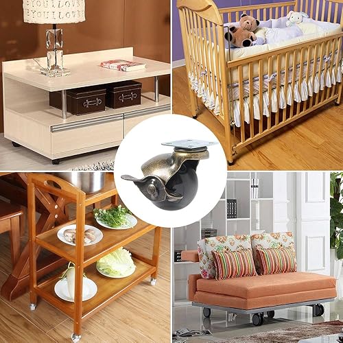 Miniatura 7 de Juego de 4 ruedas giratorias de 360 grados giratorias de metal con capucha, ruedas de freno con forma de bola, resistentes para silla de escritorio,