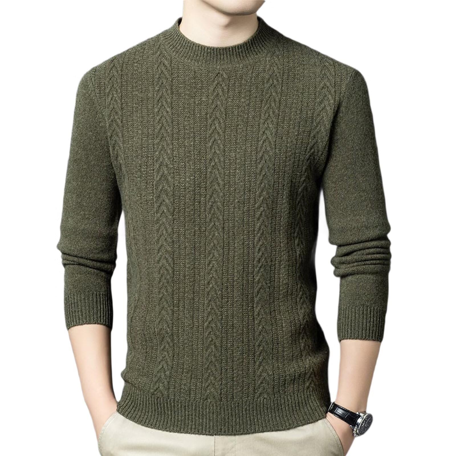 Maglione Uomo 100% Cashmere Girocollo Pullover Invernale in Maglia Elegante