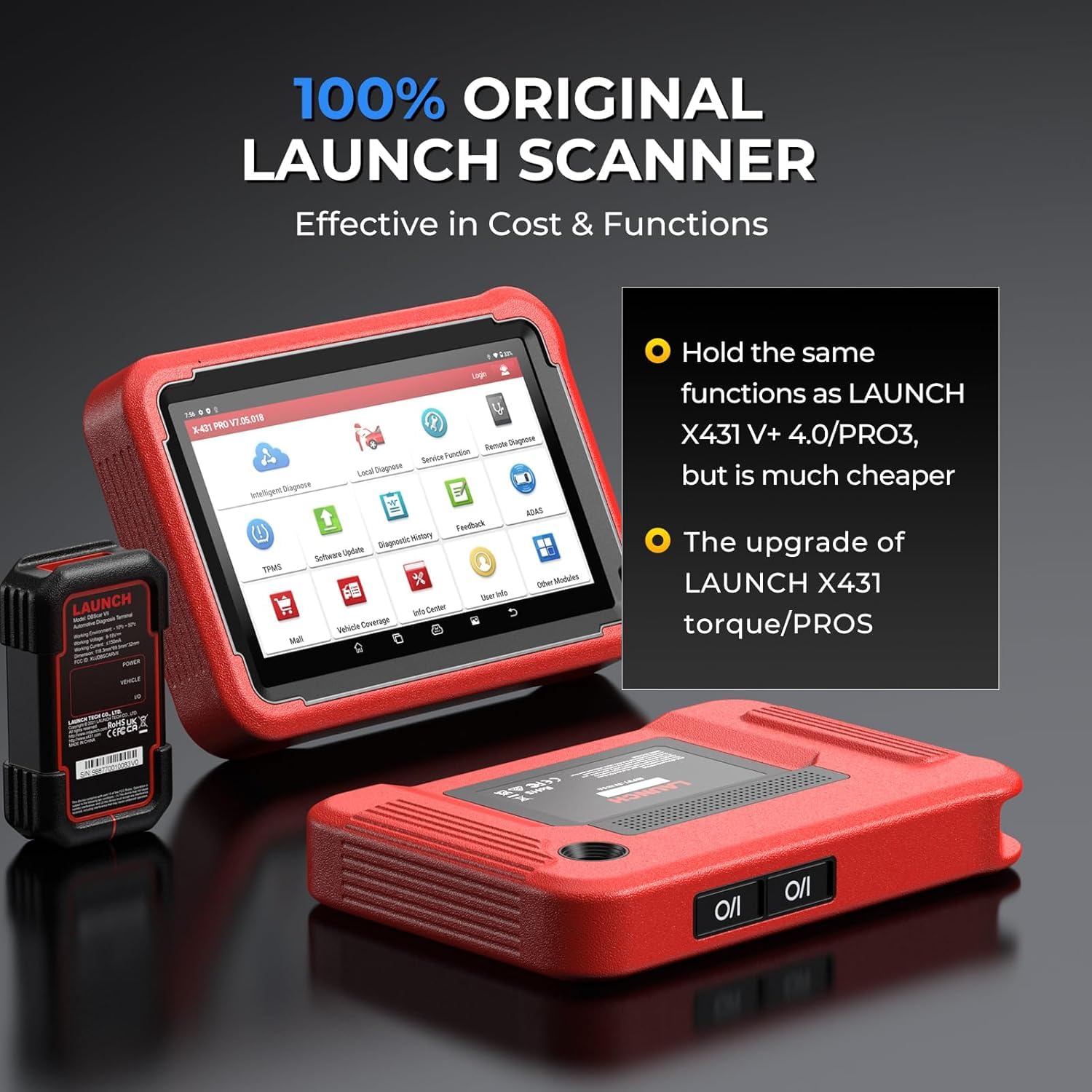Launch X431 Pros V+ 5.0 Elite Valise Diagnostic Auto, 38+ Réinitialisation