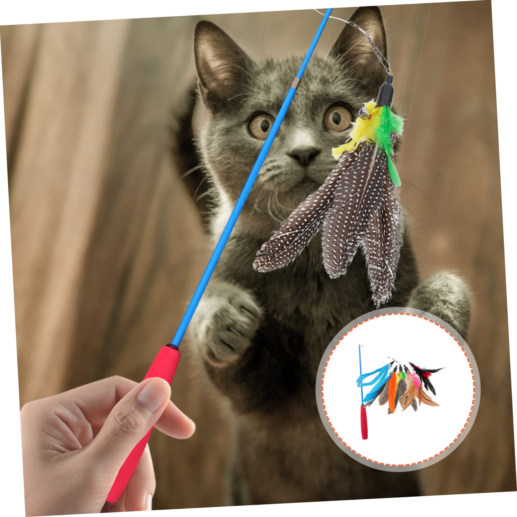 BCOATH Interactive Cat Fishing Pole Teaser Stick Replacement Head Cat Teaser for Kitten Kitten Diversion Toy