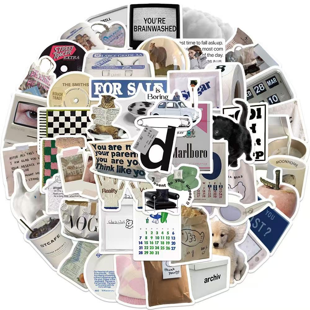 100Pcs Vintage Aesthetic Stickers for Scrapbooks,Cute Vinyl Stickers for Water Bottles Skateboard Notebooks Phone Kindle,Laptop Stickers for Kids Teens Adults Girls - Image 2