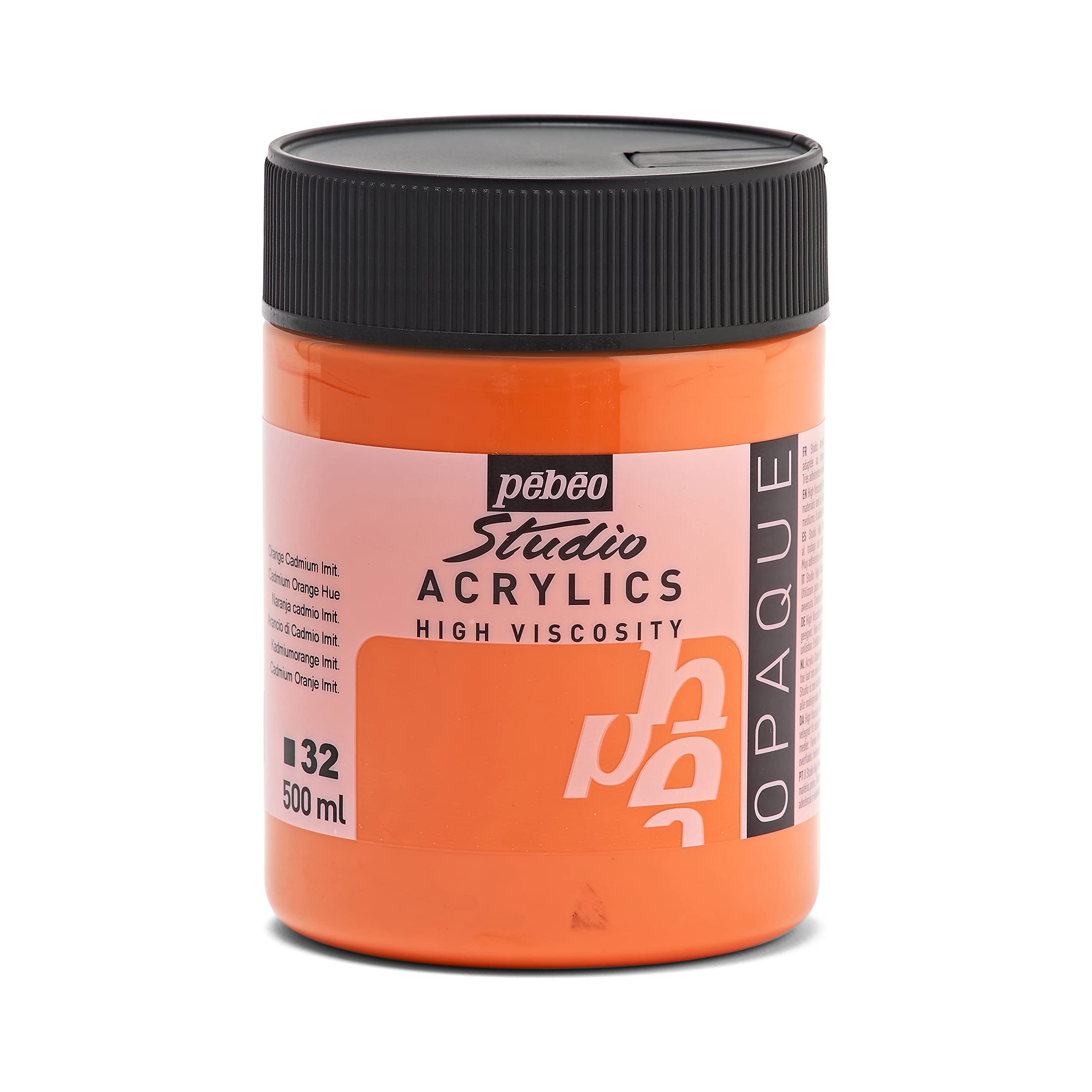 Pebeo Orange 171032 500 Ml Studio Acrylic Paint, Cadmium Hue