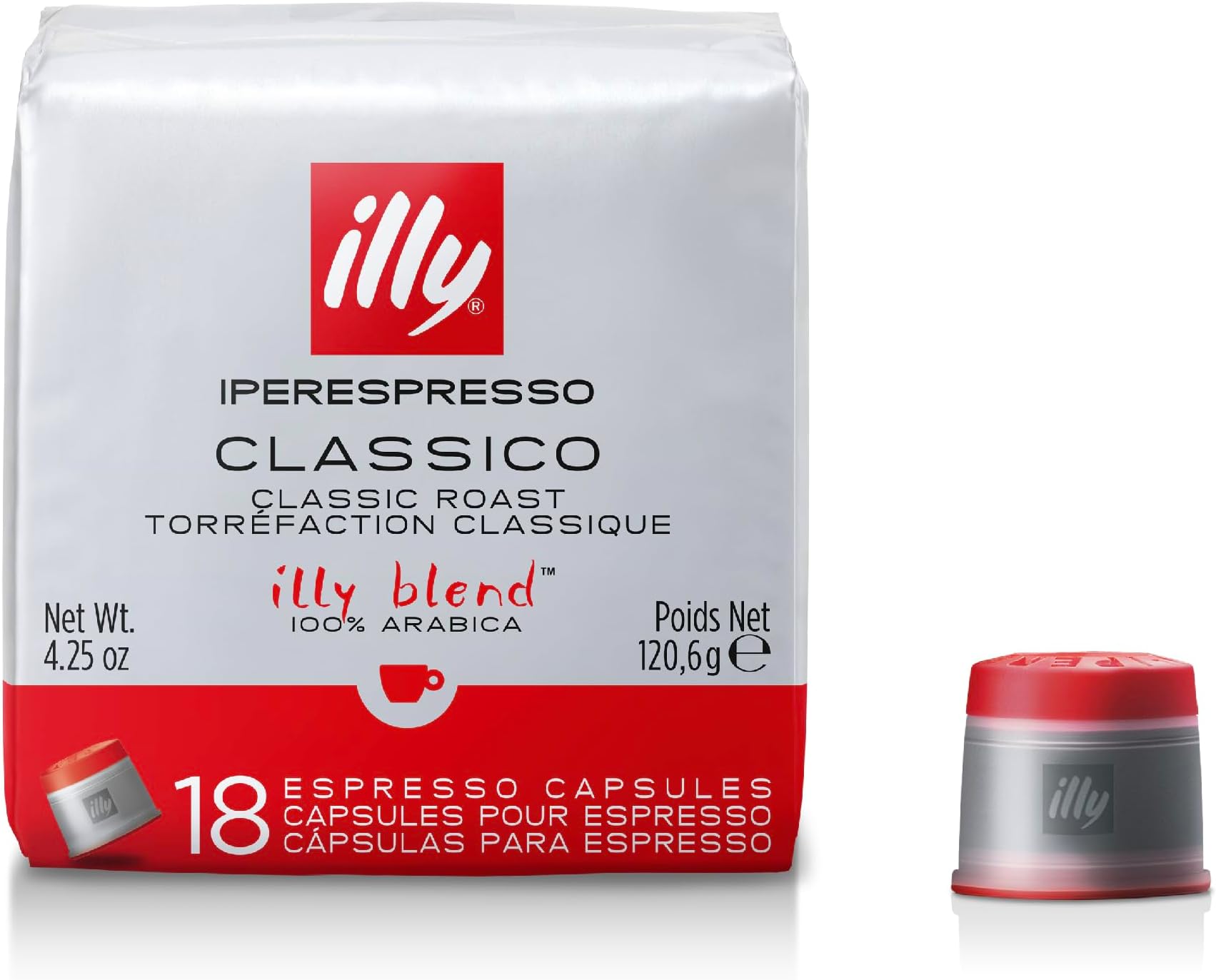 Coffee - iperEspresso Capsules - illy Coffee Pods - Classico Medium Roast - 100% Arabica Beans - ideal for Espresso and Cappuccino - Francis Francis Compatible - 6 x 18 Pods