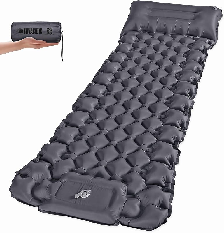 Sleeping Pad, 3.9" Thick Inflatable Mattress with Pillow&Pump | Built-in Pump, Quick Inflate, 40D Nylon, Button Design Connects into Double Beds, Ultralight & Waterproof, for Camping
