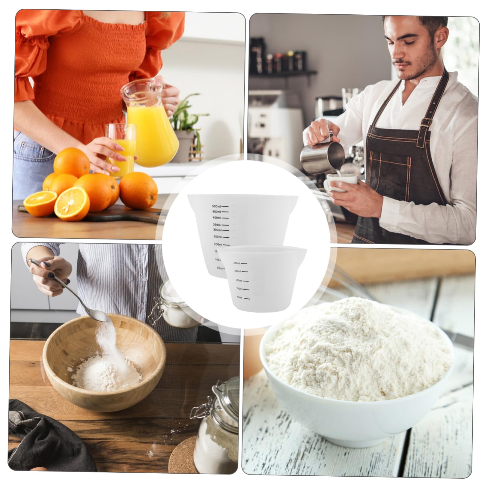 Ciieeo 8 Piezas Taza Medidora Taza De Silicona Vasos Mezcladores De Silicona Para Resina Vaso Medidor De Liquidos Tazas Medidoras Anidadas Taza Graduada Para El Hogar Gel De Sílice