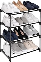 BEMITH 4 Tier Shoe Rack with Shelf, Folding Shoe Rack for Bedroom, Living Room,Entryway, Black,Footwear Stand for Home, ShoeRack Plastic Home Furniture|Cabinet Shelves 4 Shelf (Black)