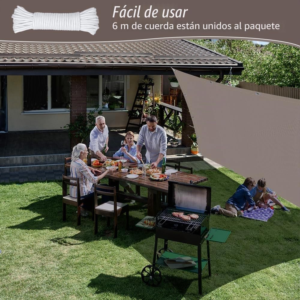Toldo Vela Rectangular Impermeable, Vela Sombra Rectangular, 95% UV Resistente, Vela De Sombra Exterior, Toldos Exterior Terraza, Toldo Rectangular para Balcon Patio Jardín Césped(1 * 3m,Color Crema)