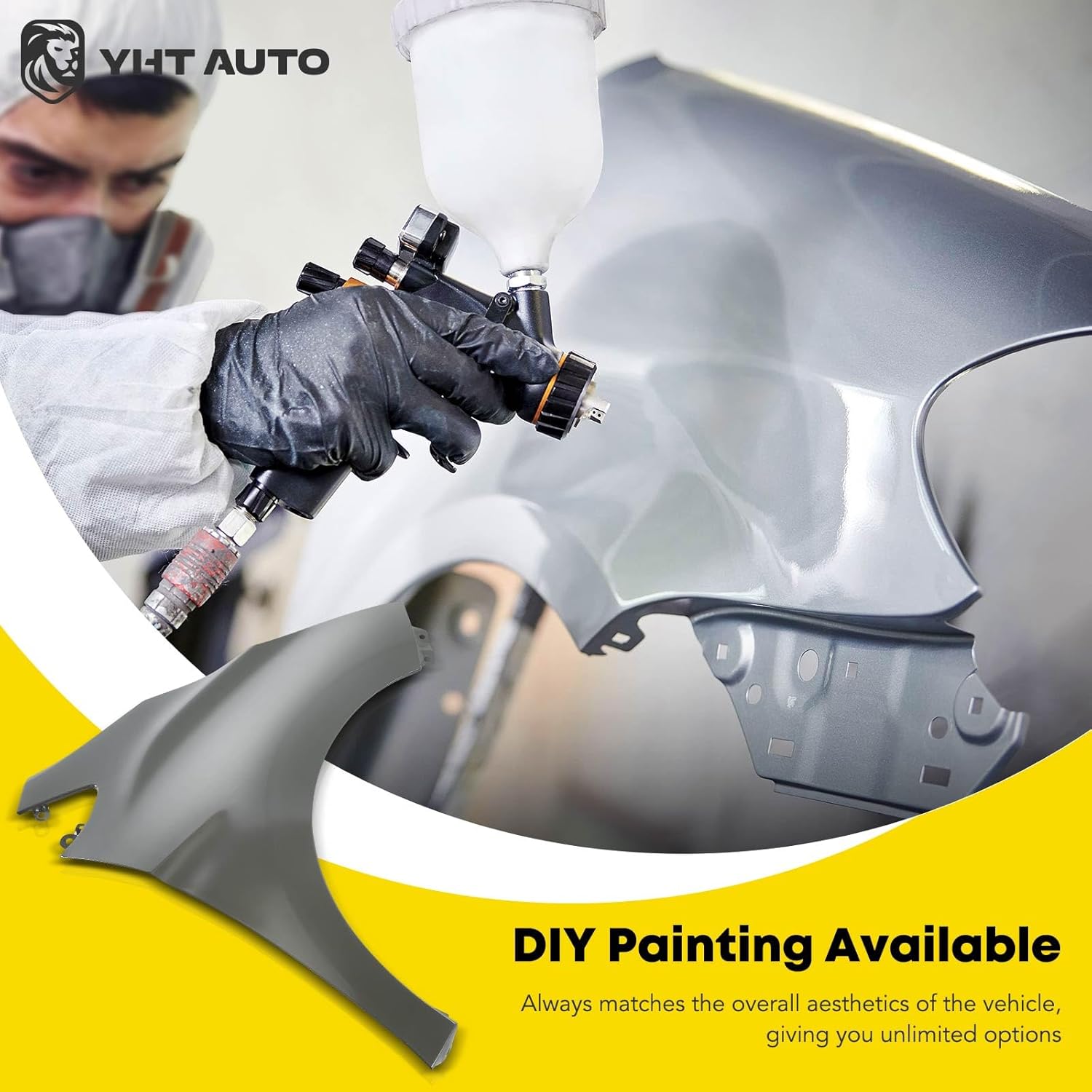 YHTAUTO Front Right Passenger Side Fender Primed Steel Compatible with Chevrolet Spark 2015-2022, Without Rocker Molding