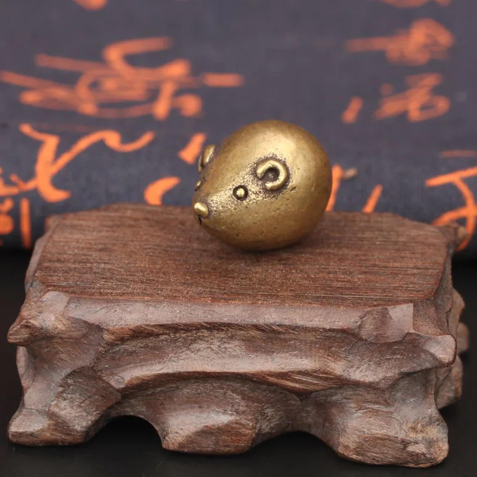 Brass Home Decor,4x2cm Copper Cute Fat Mouse Miniature Figurines Funny Table Ornaments Desk Decorations Bronze Crafts Brass Rat Statue, Vintage