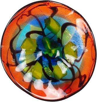 Dale Tiffany 13107AV-D9 Valente Glass Wall Plate, Multicolor, 9"