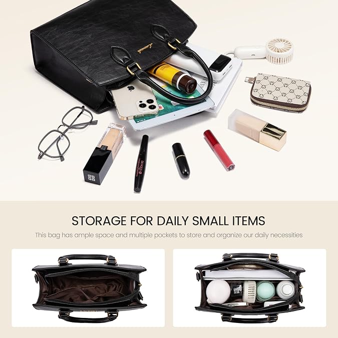 LOVEVOOK Purses and Handbags for Women, Vintage Tote Shoulder Bag Trendy, PU Leather Satchel Bag, Medium Ladies Hand Bag