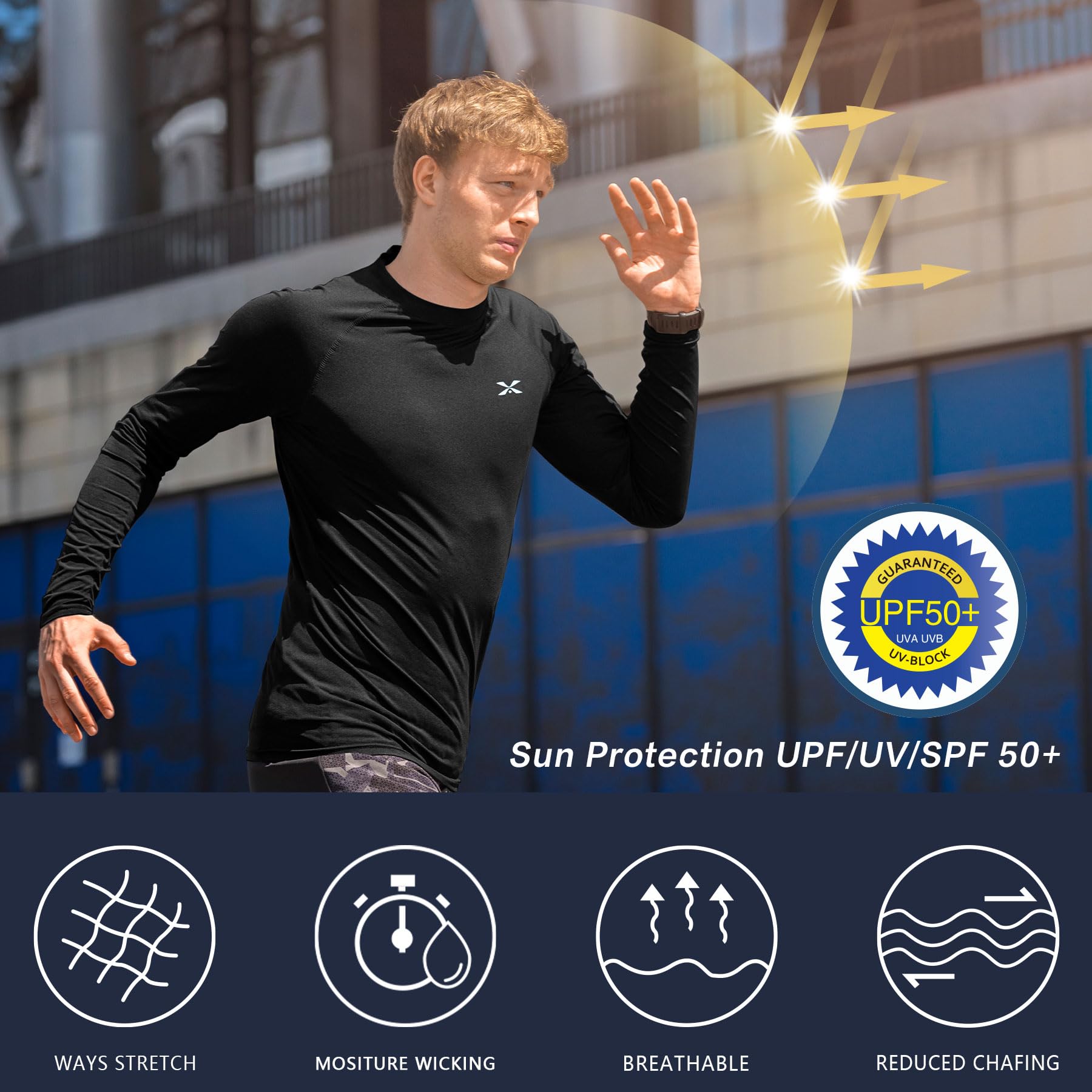 MOHEEN Camiseta de manga larga para hombre con protección solar UPF 50+, de secado rápido, para senderismo, pesca, natación, tallas M-3XL