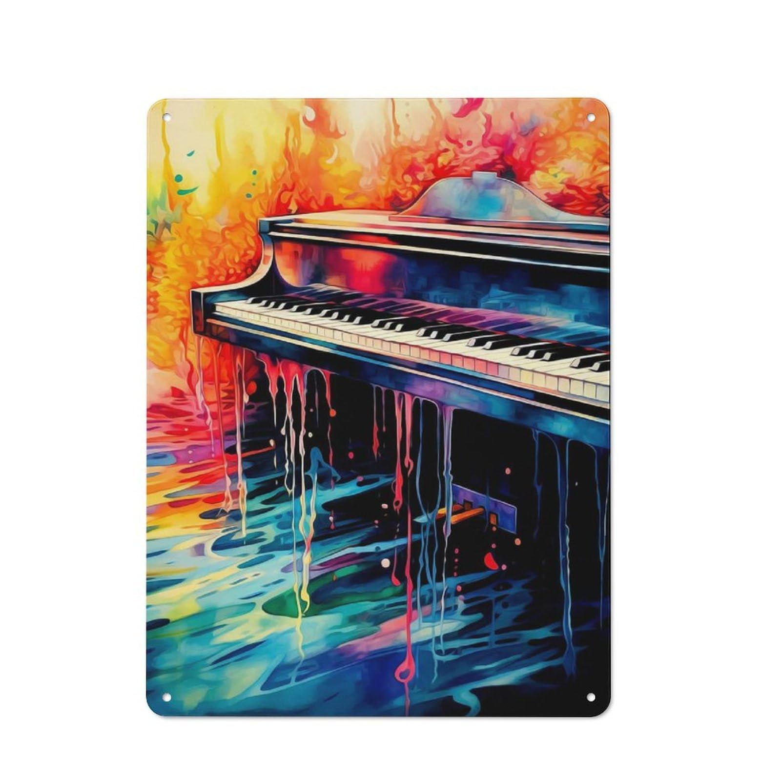 Metal Sign 40x30cm with Colorful Piano for Pub Or Café, Vintage Decor, for Metal Sign Collectors, for Garage And Workshop Walls