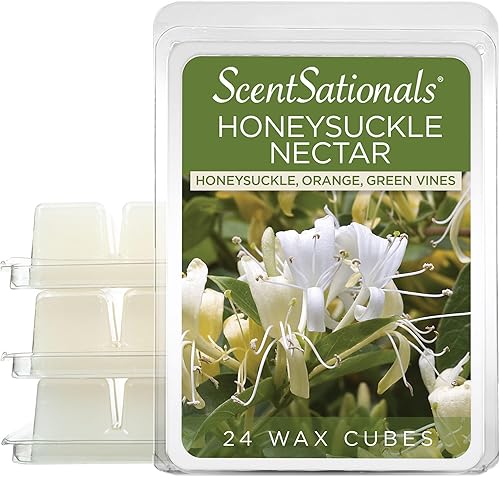 Scentsationals Cera derretida, cubos de cera fuerte aroma, néctar de madreselva, perfumada de larga duración para calentar, 10 onzas (24 cubos)