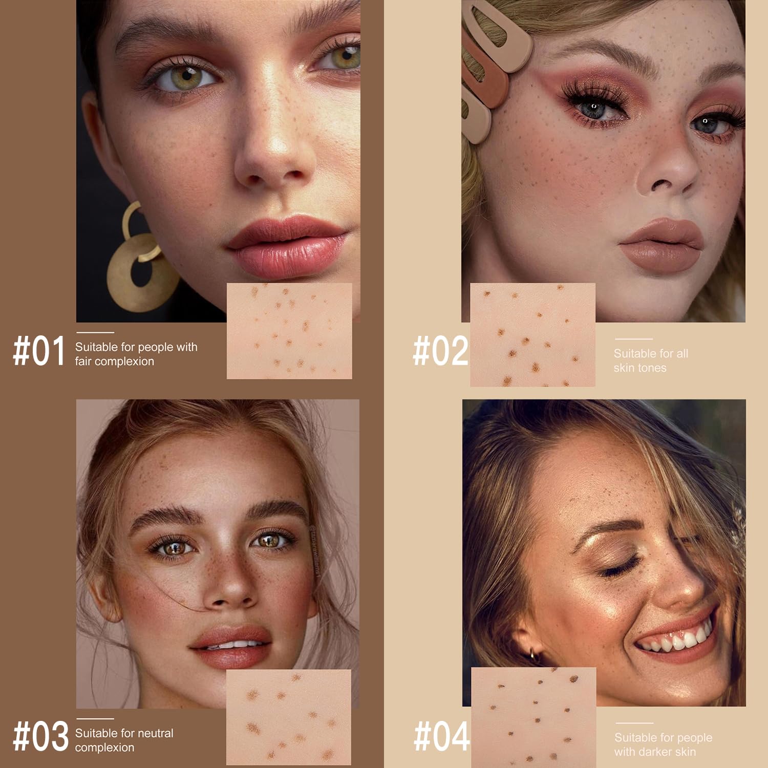 Natural Freckle Pen Set, 4 Colors Easy Makeup Tool, Waterproof Long-Lasting Soft-Spot Pen (4 Pcs), light brown - Image 3