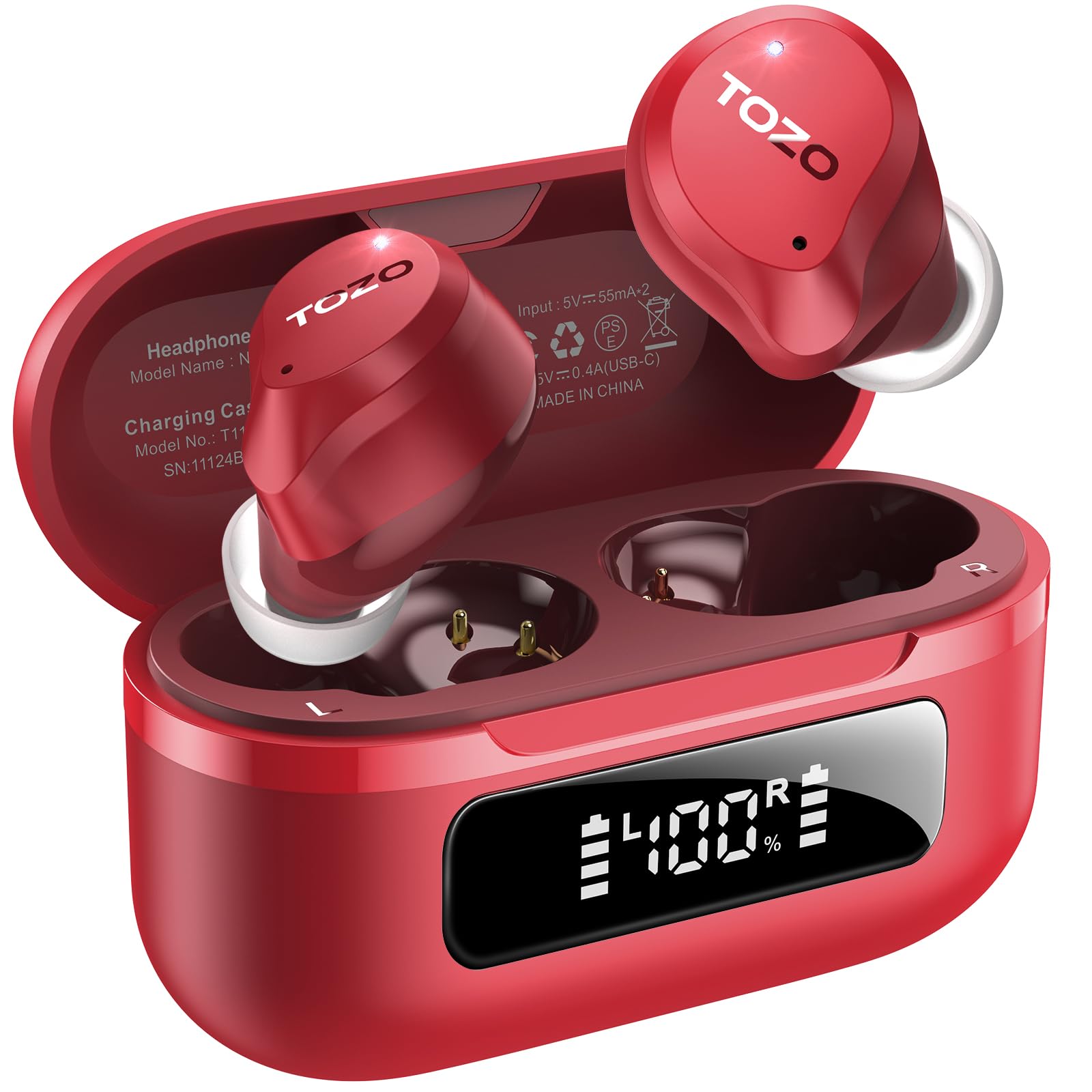 TOZO NC9 Hybrid Active Noise Cancelling Earbuds for Travel Work Calls 45dB ANC Wireless Earbuds