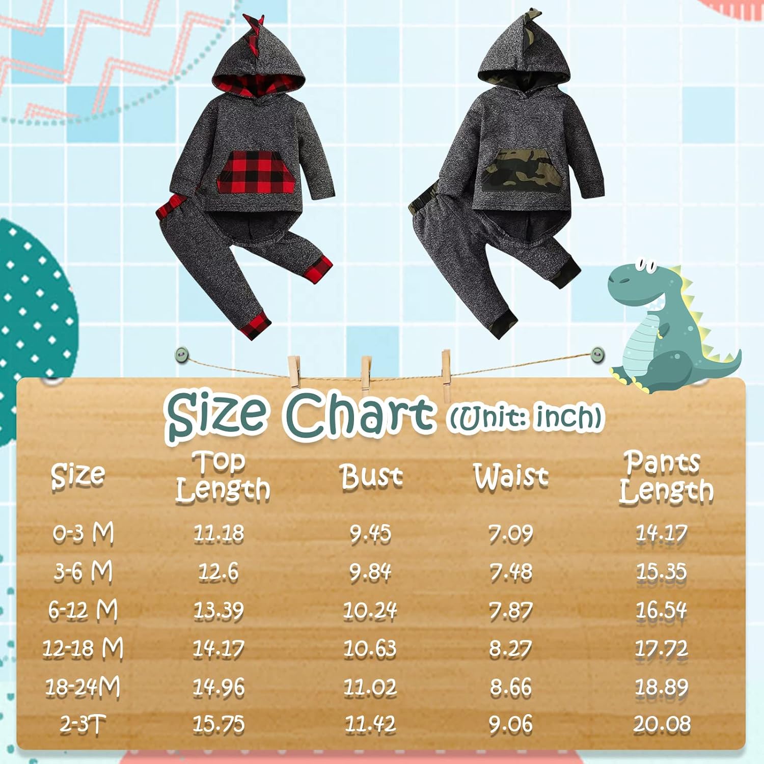 Baby Boy Clothes Toddler Infant Boys Fall Winter Outfit Long Sleeve Hoodie Sweatshirt Tops + Pants 2Pcs - Image 8
