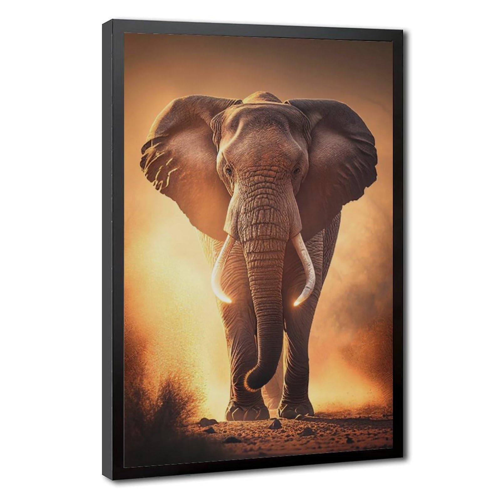 African Elephant Sunset Landscape Canvas Poster for Dorm Room Decor Gift