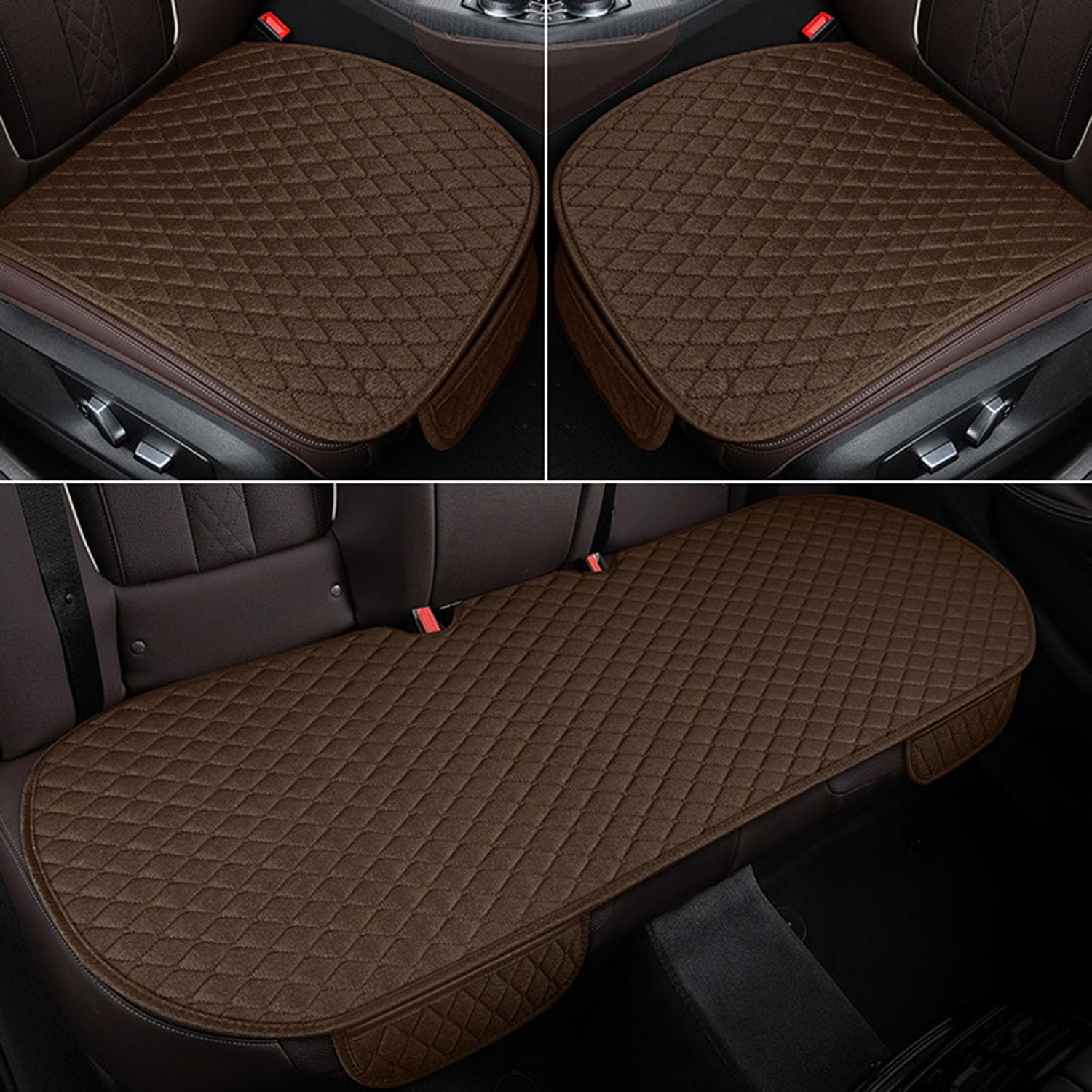 Poduszka na siedzenie samochodowe lniana do Ford Genuine Fiesta Mk7.5 ST-Line, poduszka Coxis do jazdy, antypoślizgowa poduszka na siedzenie, poduszka kierowcy, brązowa