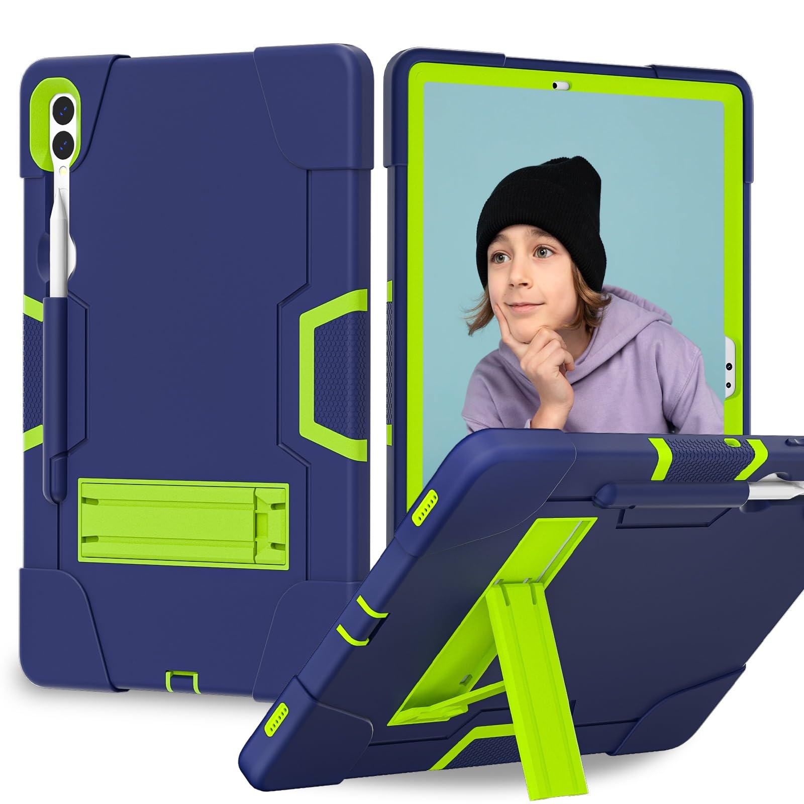 Custodia protettiva per tablet PC compatibile con Samsung Galaxy Tab S9 Plus/Tab S9 FE Plus SM-X810/X818U da 12,4 pollici (2023), custodia in silicone per tablet con cavalletto, guscio resistente