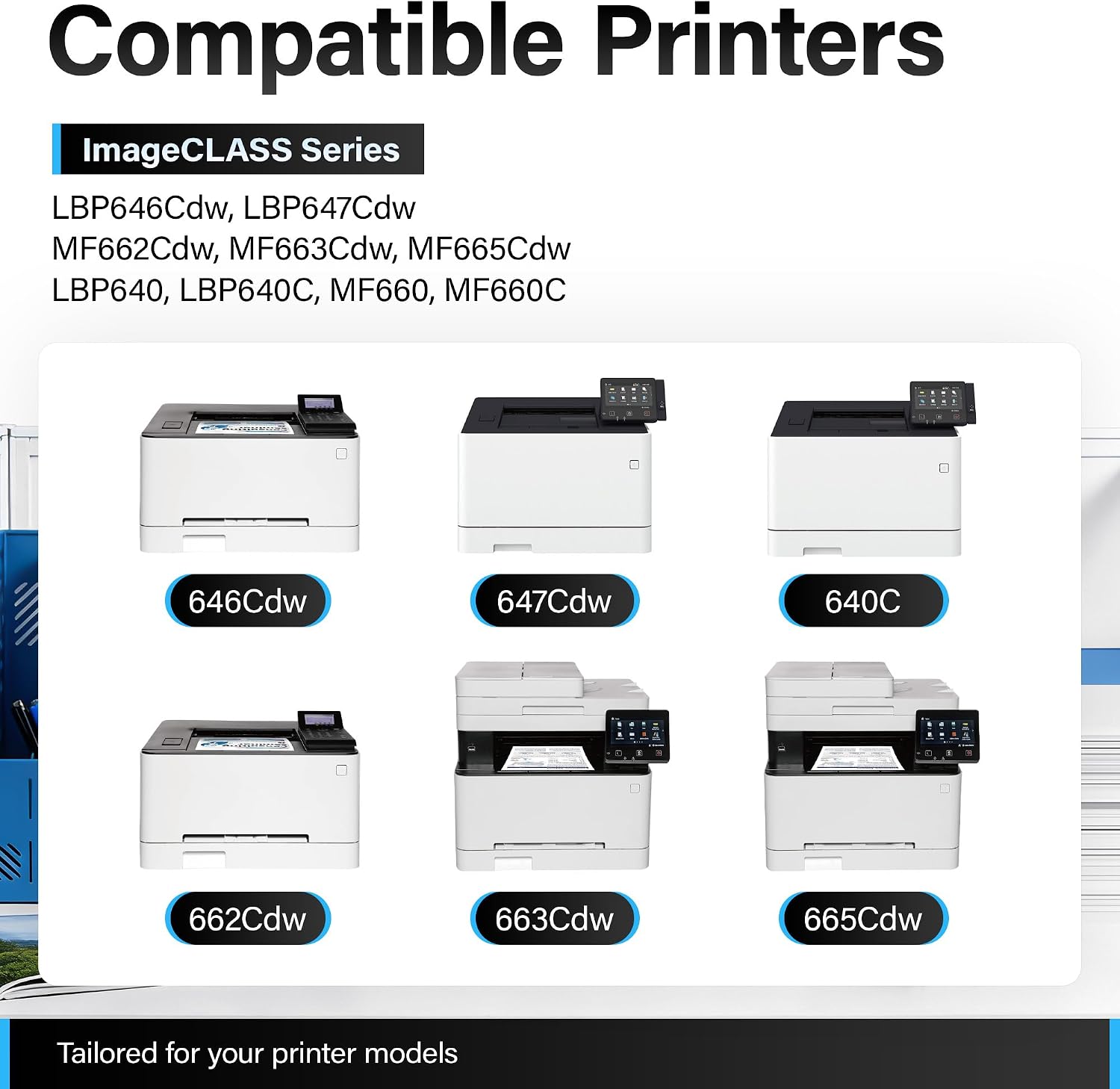 075H Toner Cartridge 4-Pack High Yield with Chip Black Cyan Yellow Magenta Replacement for Canon 075 Compatible Color imageCLASS MF662Cdw MF663Cdw MF665Cdw LBP646Cdw LBP647Cdw MF660C LBP640C Printer thumbnail