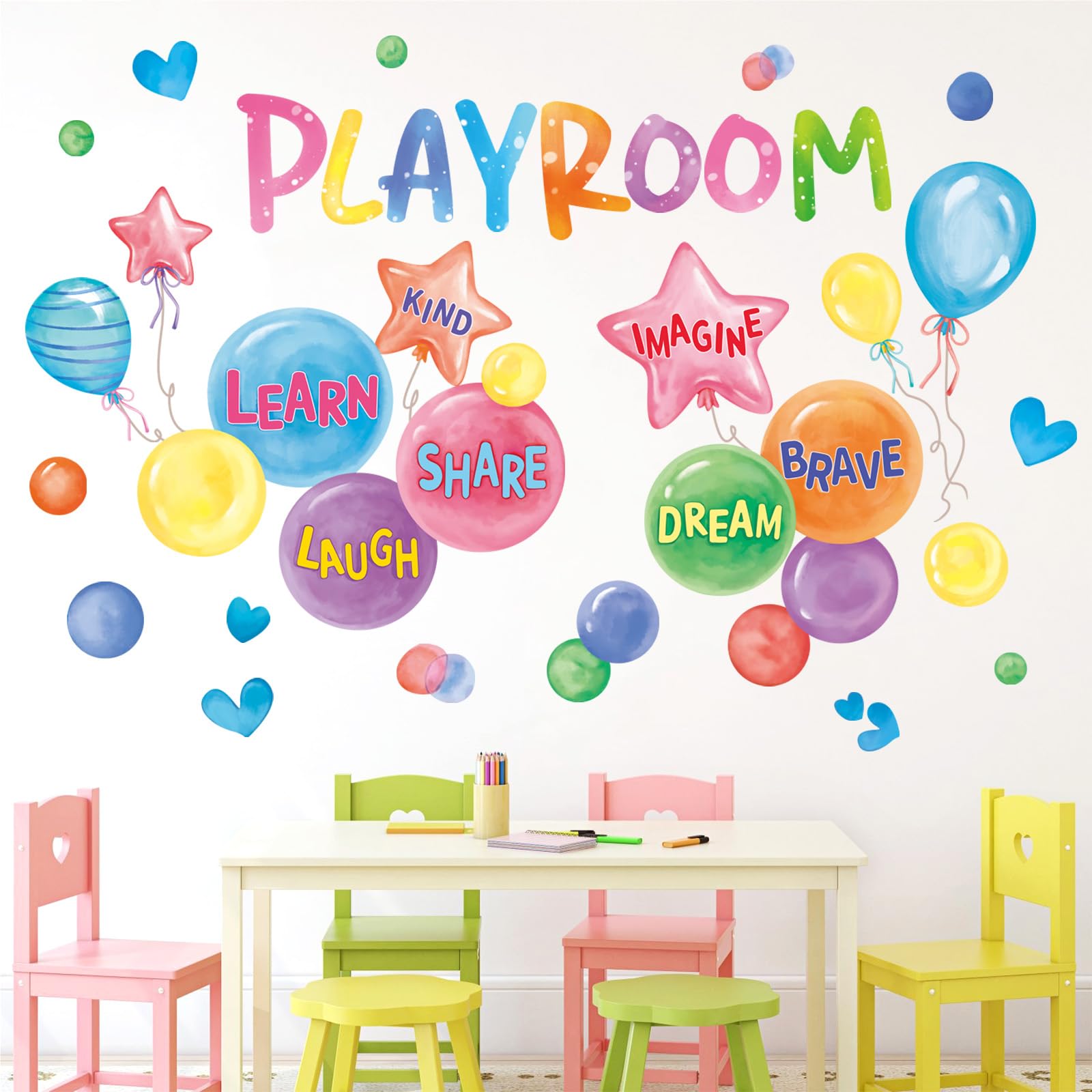 FUFUQUARE Playroom Wall Stickers Colorul Inspirational Quotes Bubbles Balloon Wall Decals DIY PVC Removable for Kids Room Bedroom Living Room Classroom