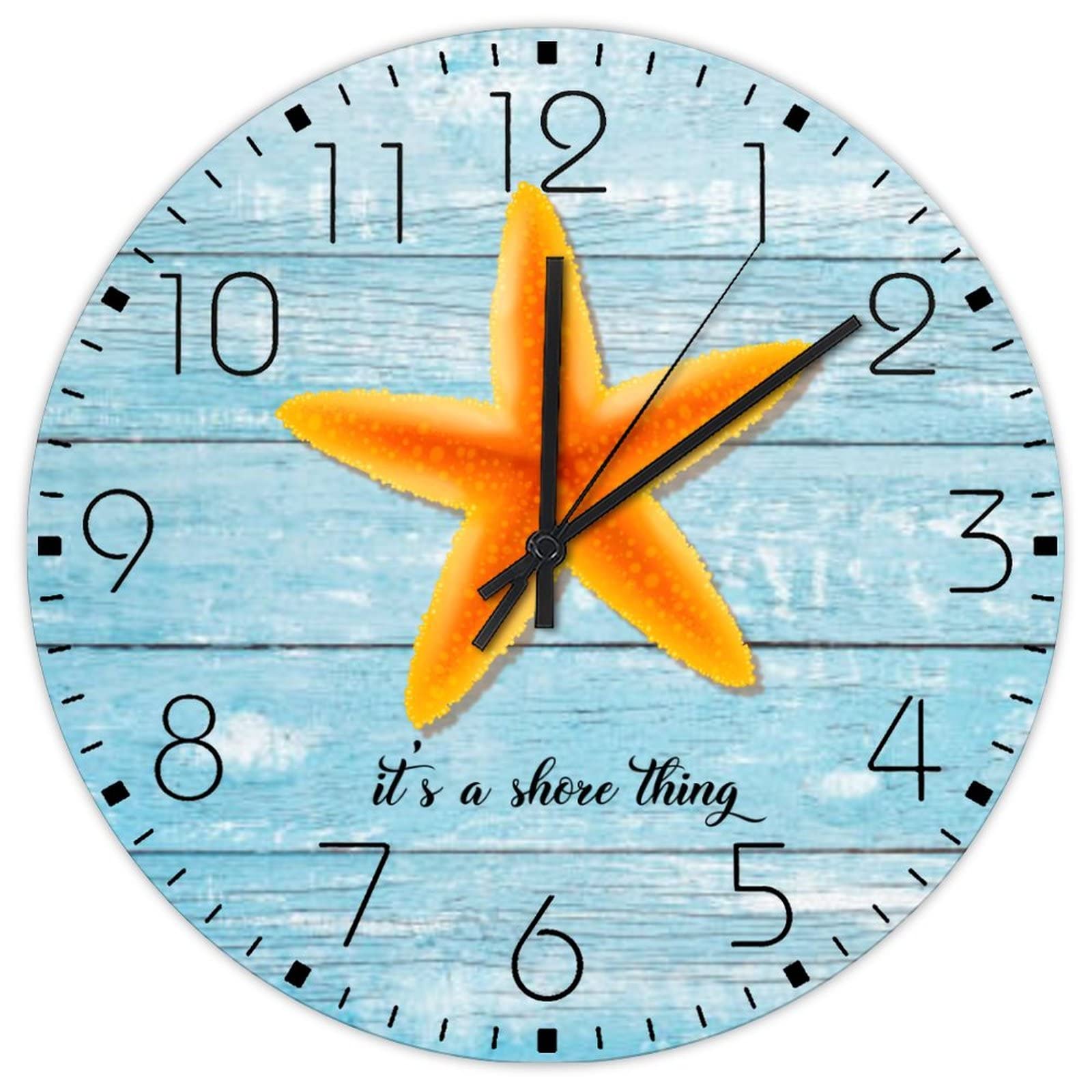 Horloge murale sans tic-tac bois vintage pour chambre et salle de bain calme