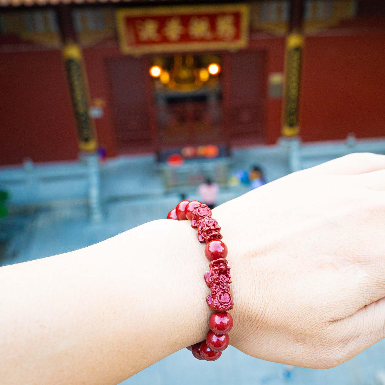 Braccialetto Feng Shui con cinabro, cinabro PiXiu, braccialetto di preghiera con perline di protezione del drago, per uomini e donne, braccialetti con perline rosse, gioielli regali