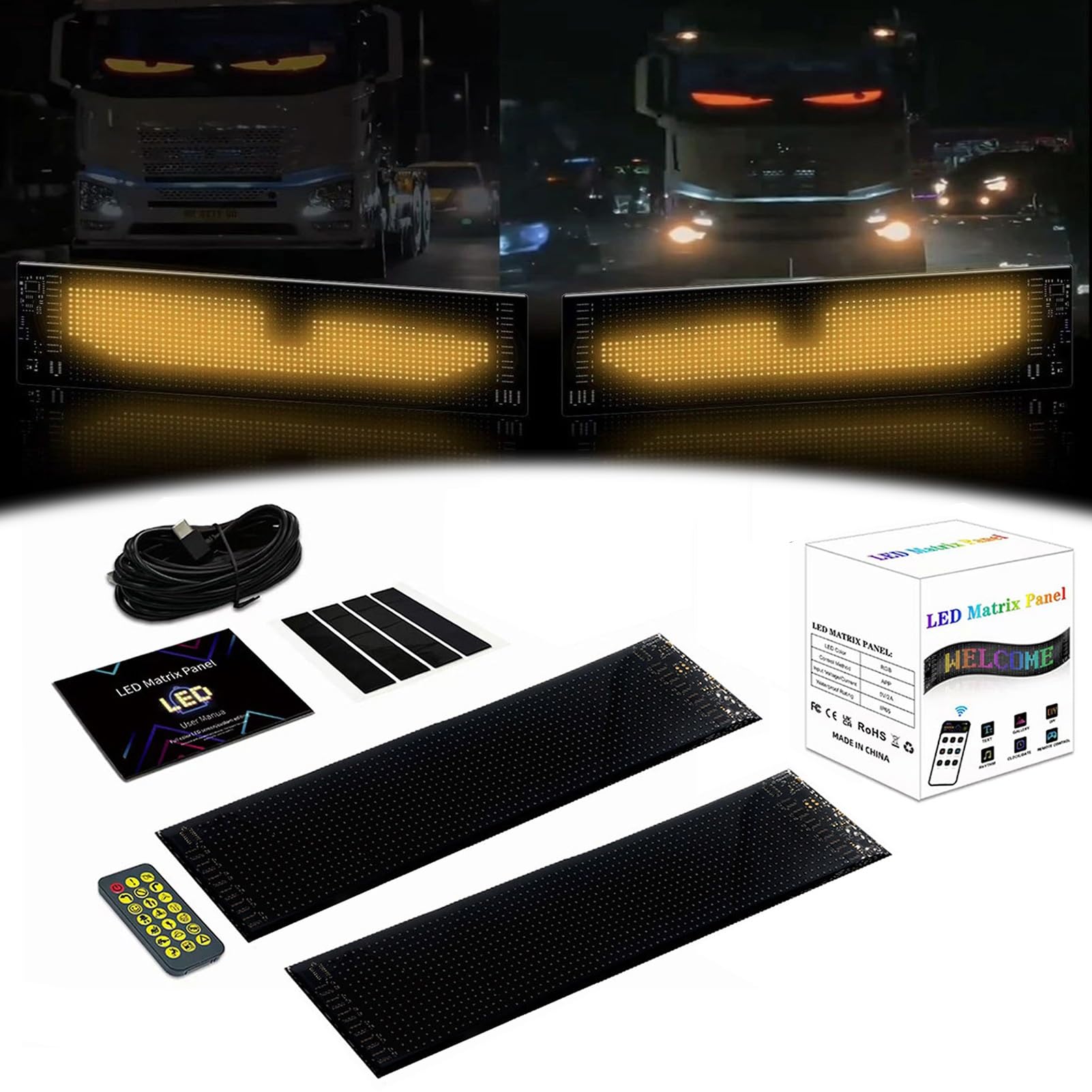 Occhi Diavolo LED Per Auto - Display Programmable Bluetooth Per Parabrezza