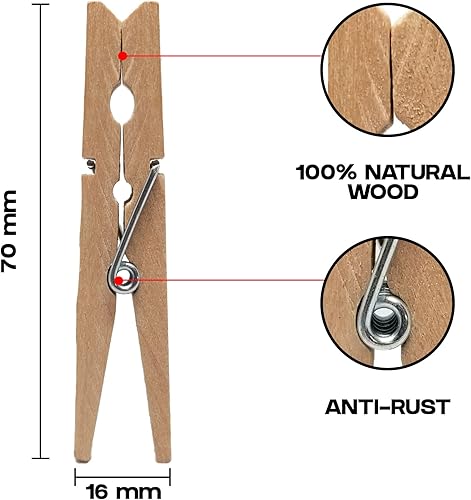 Miniatura 3 de blacksheep Zenia Pegs - Alfileres de ropa resistentes para exteriores con resorte, pinzas de madera para manualidades y colgar ropa en tendedero,