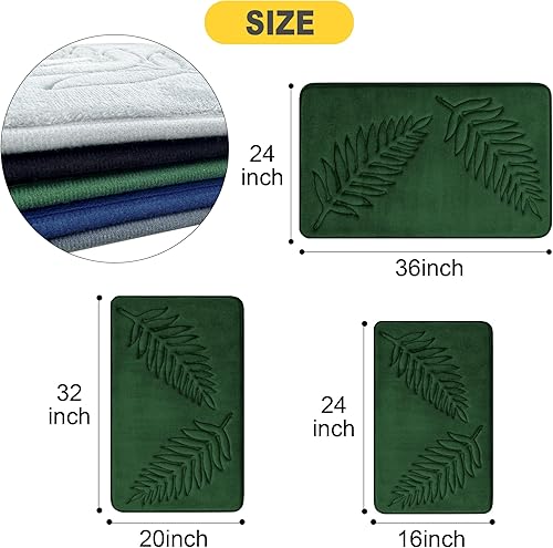 Miniatura 2 de voofly Tapete de baño de espuma viscoelástica, ultrasuave y absorbente, tapete de baño de hojas gruesas, terciopelo de franela gruesa, lavable, 24 x