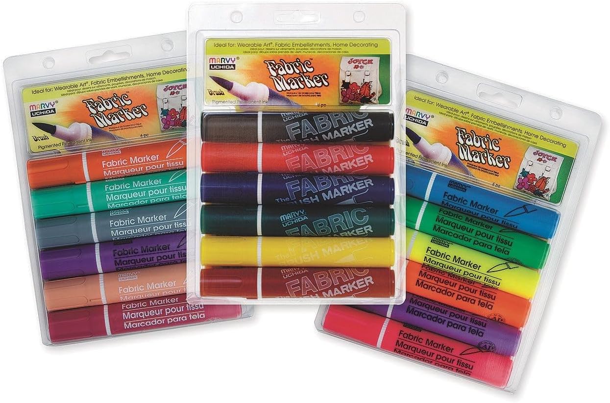 Fabric Brush Marker 6/Pkg-Primary