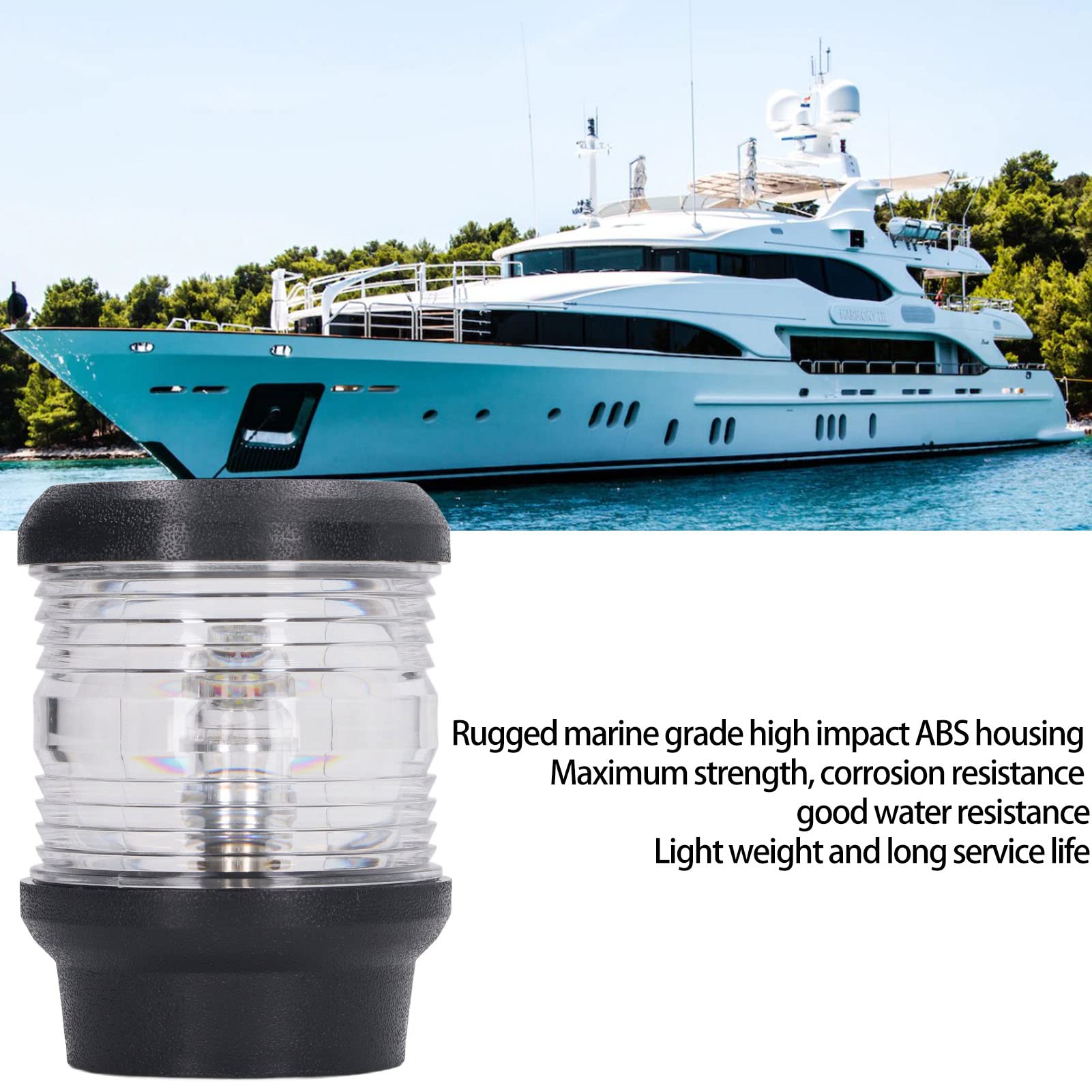AUNMAS Luci di Poppa, Torre Luminosa per Barca per Pontone, Barca Pesca Sportiva, Kayak, visibilità LED a 360 Gradi 2NM 10-24V