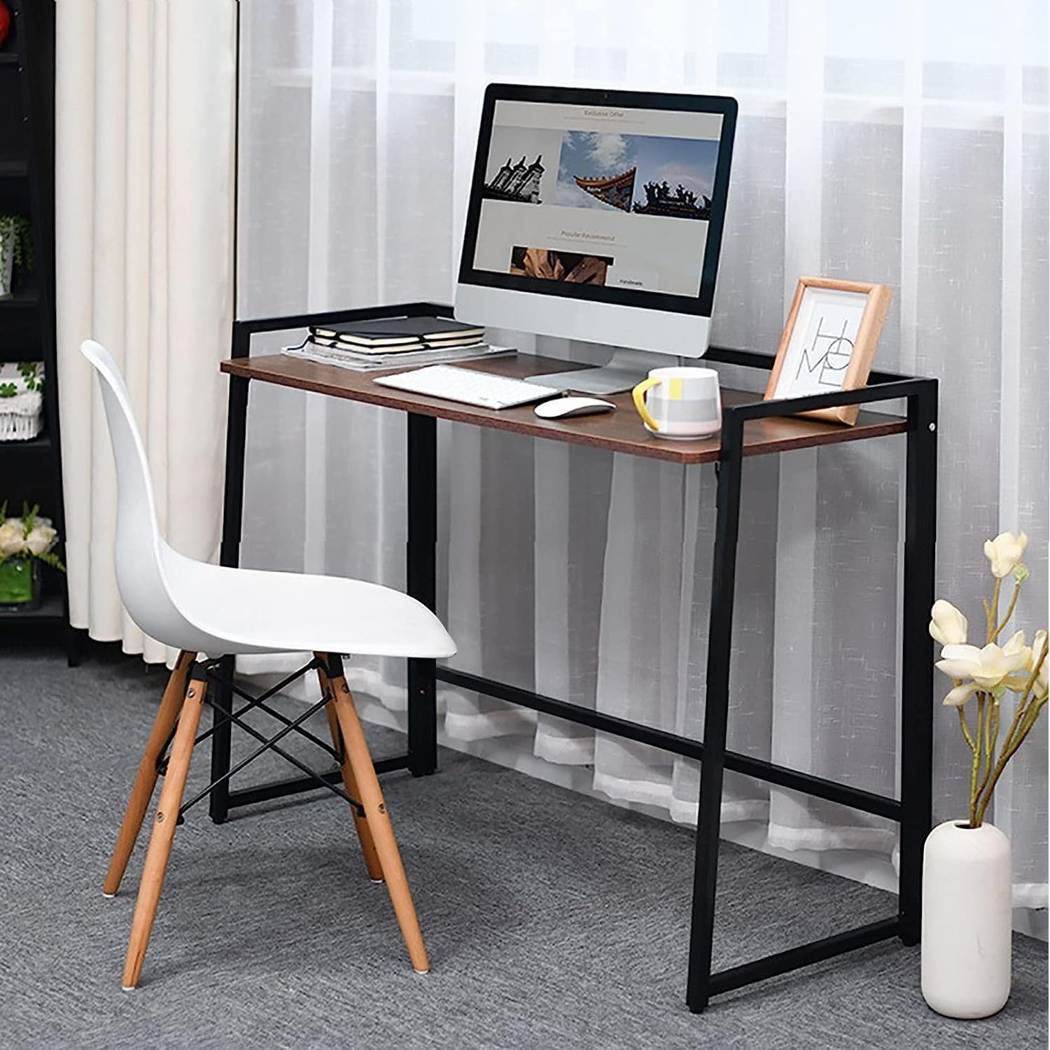 Torche || Foldable Study Table || Desk with Wooden Top and Metal Legs || Premium Computer, Laptop and Study Table for Students and Adults