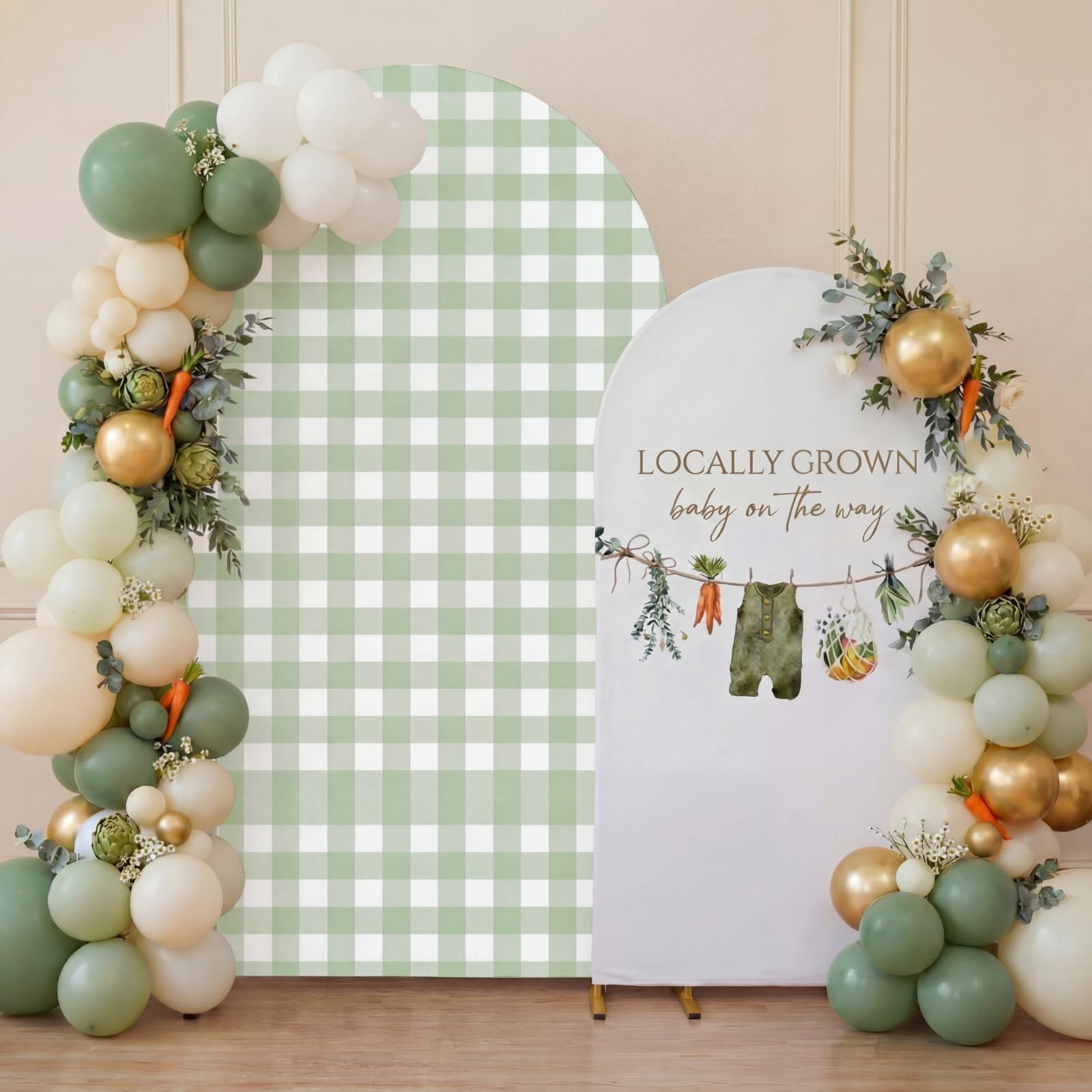 Photo 1 of Moukeren Locally Grown Baby on the Way Arch Backdrop Cover 6ft and 7.2ft for Gender Reveal Themed Baby Shower Party Gender Reveal Birthday Party Banquet Photo Arches Background Decorations