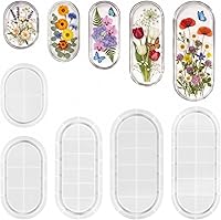 Xelsluthe 5PCS Oval Silicone Resin Tray Molds Set - 12'' 10'' 9'' 7'' 5.7'' for Epoxy Jewelry Holders, Concrete Coasters, Clay Gypsum Crafts