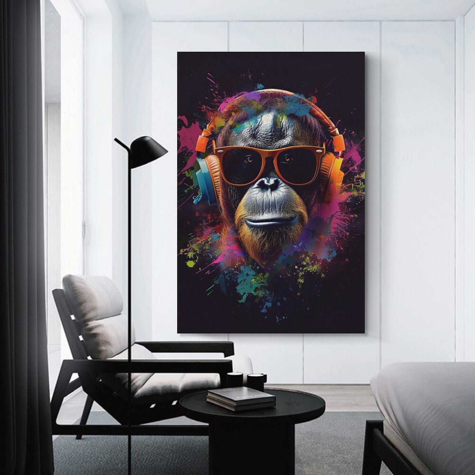 Junmoney Orangutan Colorful Home Decor Wall Art, 24x36inch(60x90cm), for Living Room, Bedroom Or Home Office, Home Decor Gift with Stylish Appeal